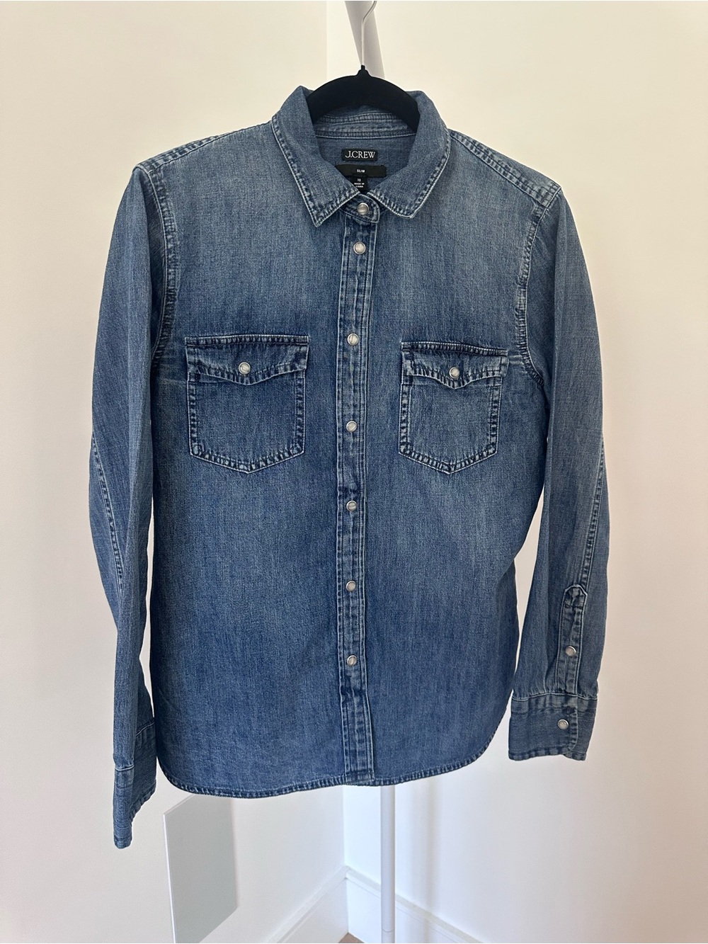 J Crew classic denim shirt in flattering slim fit